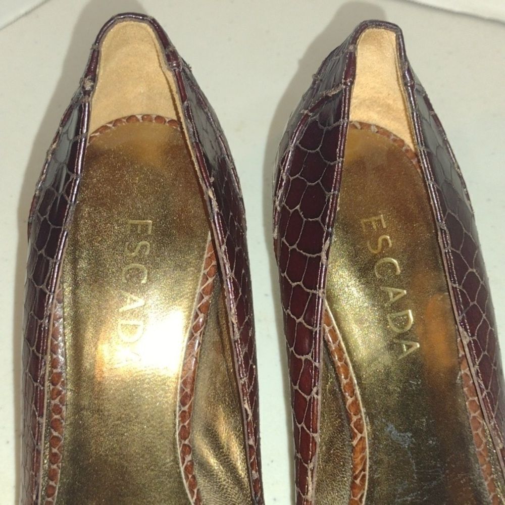 SNAKESKIN Escada Heels brownish reddish color size 38 - Picture 11 of 12